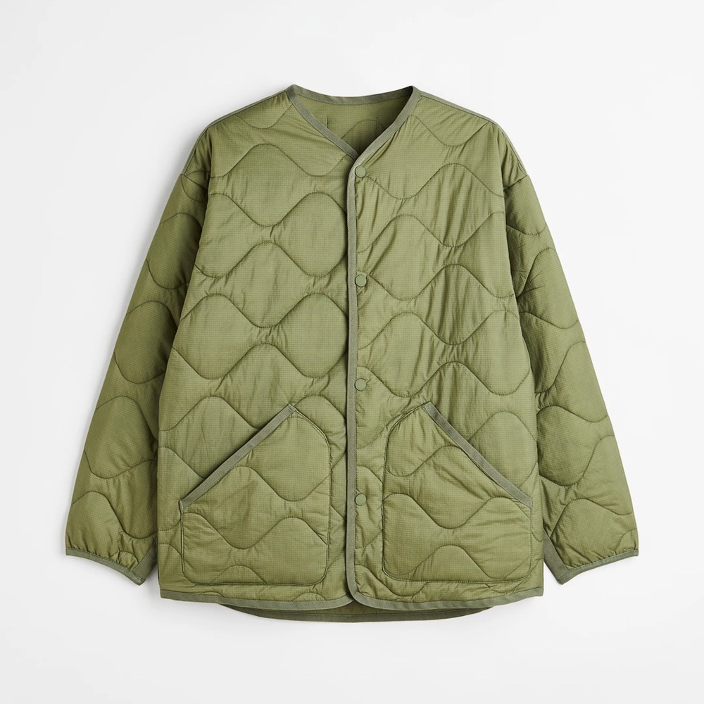H&M Olive Green Quilted Bomber Jacket